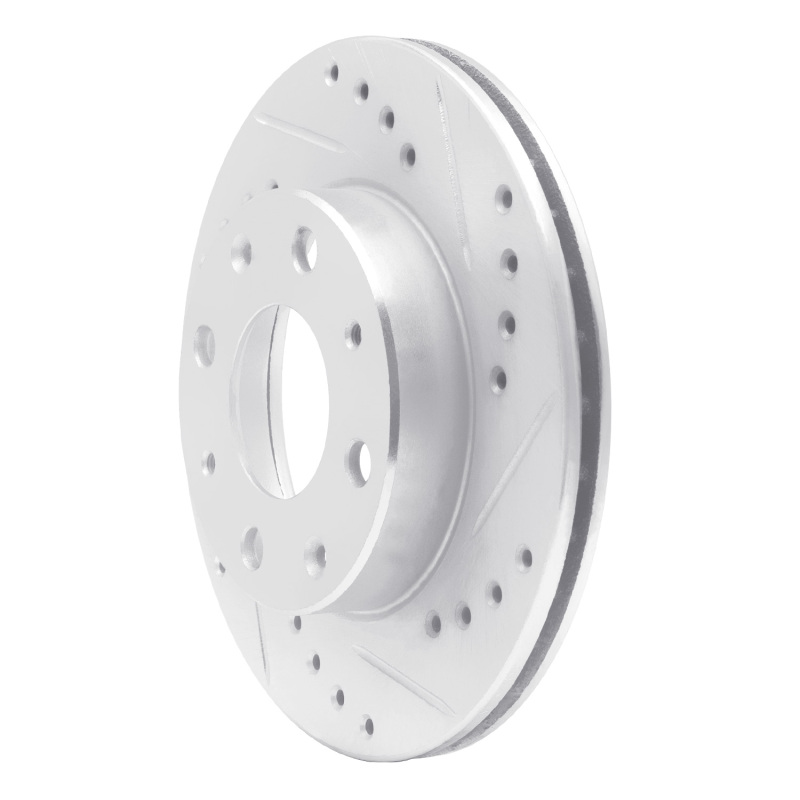 Honda Insight Brake Rotor (1) - Front Right - R1 Concepts - Drilled & Slotted - Silver - `84-`06